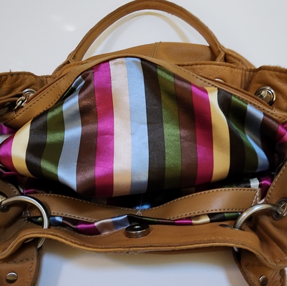 TIGANELLO SHOULDER BAG WITH DOUBLE STRAPS, GENUINE LEATHER, CARMEL COLOR - Picture 15 of 15